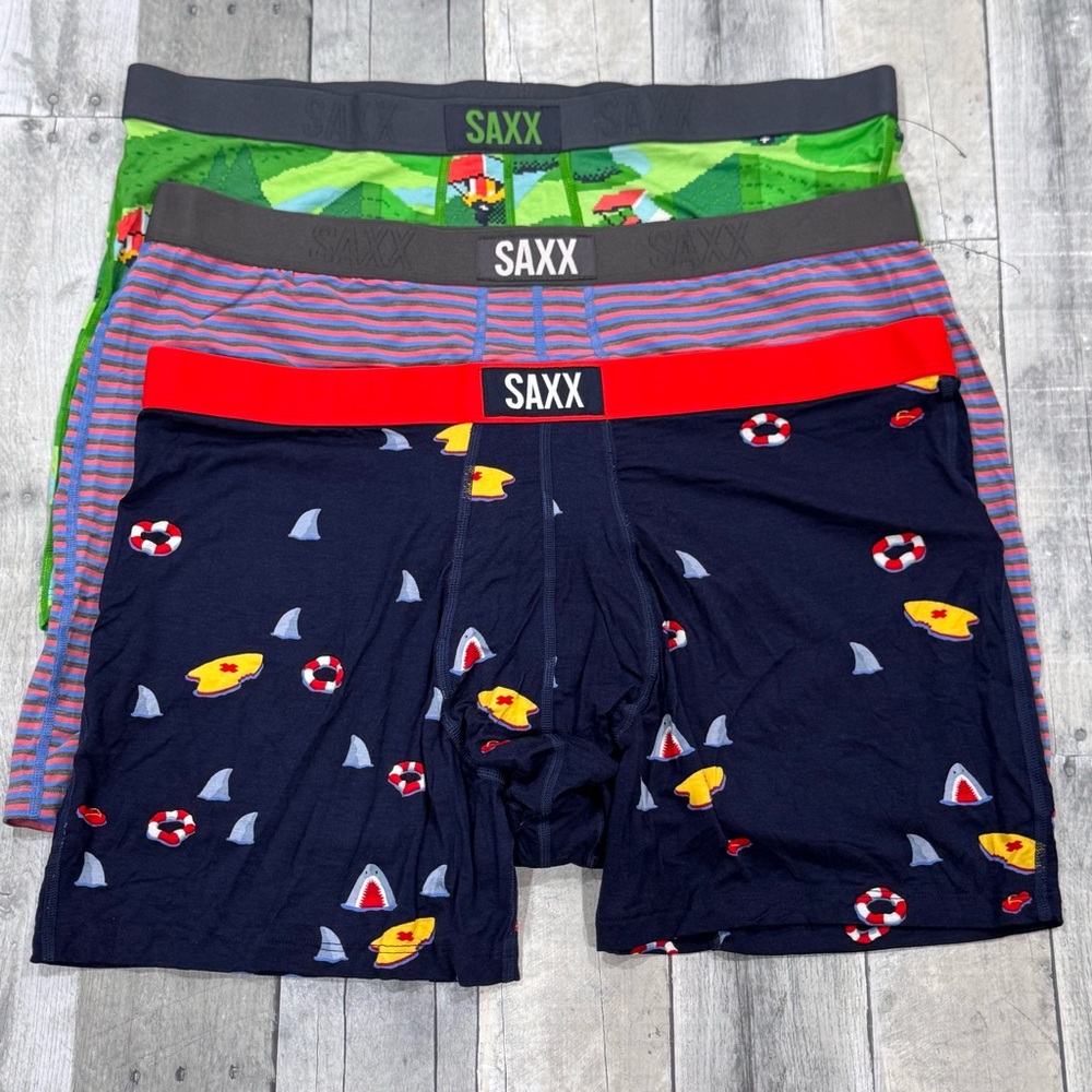 SAXX 3-PACK BOXER BRIEF MENS UNDERWEAR - ASSORTED COLORS & STYLES - SZ - XXL